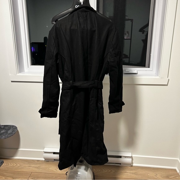 Prime Eleven Black Oversized Dove Print Trench Coat - Picture 2 of 4